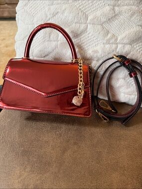Aldo Small Metallic Red Handbag